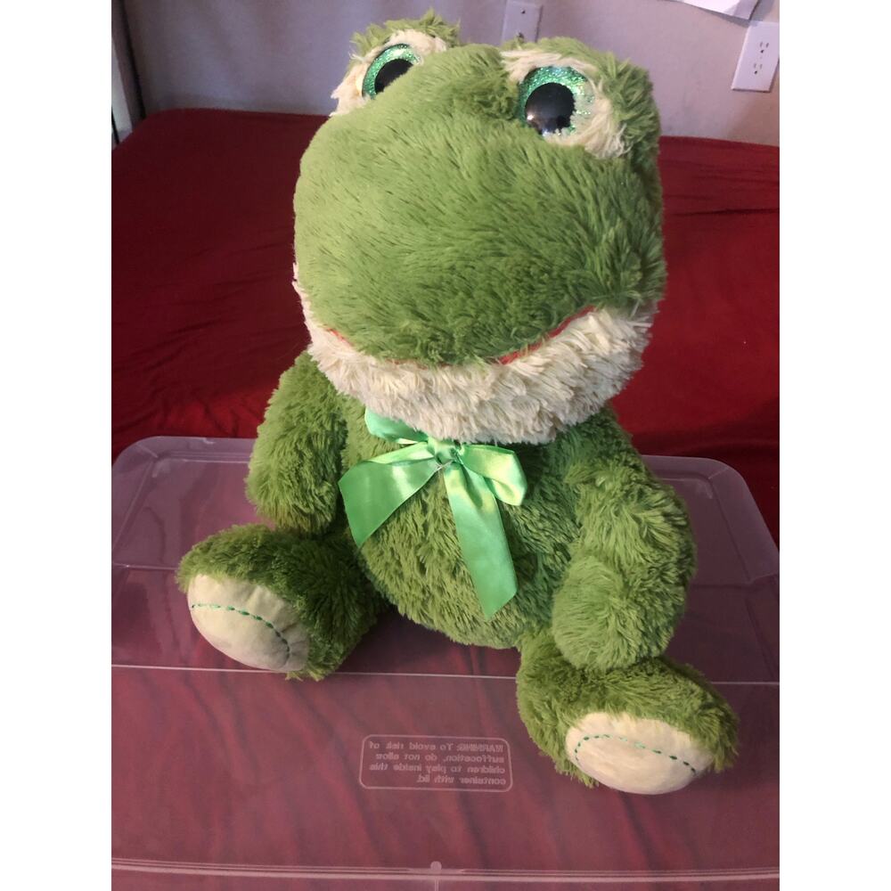 Kids big green frog plushie